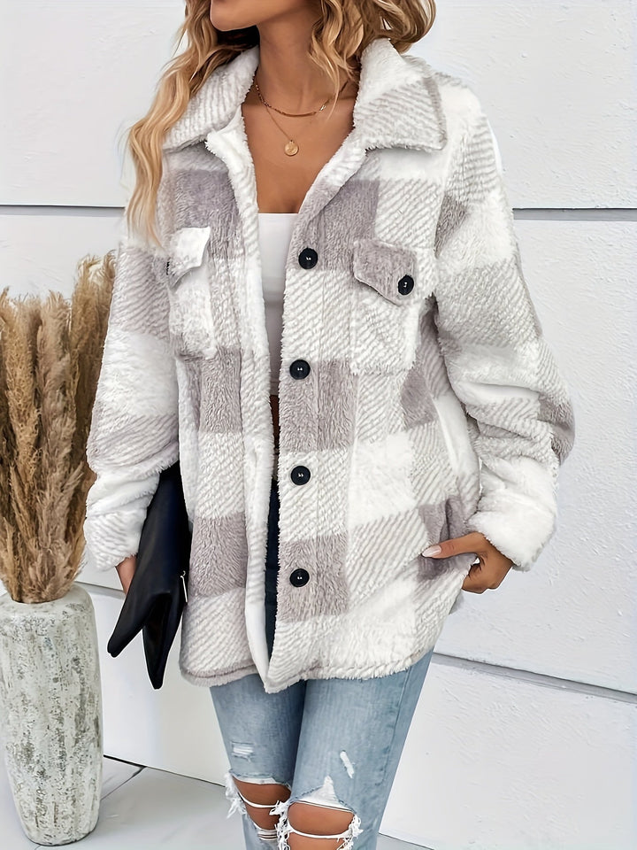 Julie - Warme Damen-Fleecejacke mit Karomuster