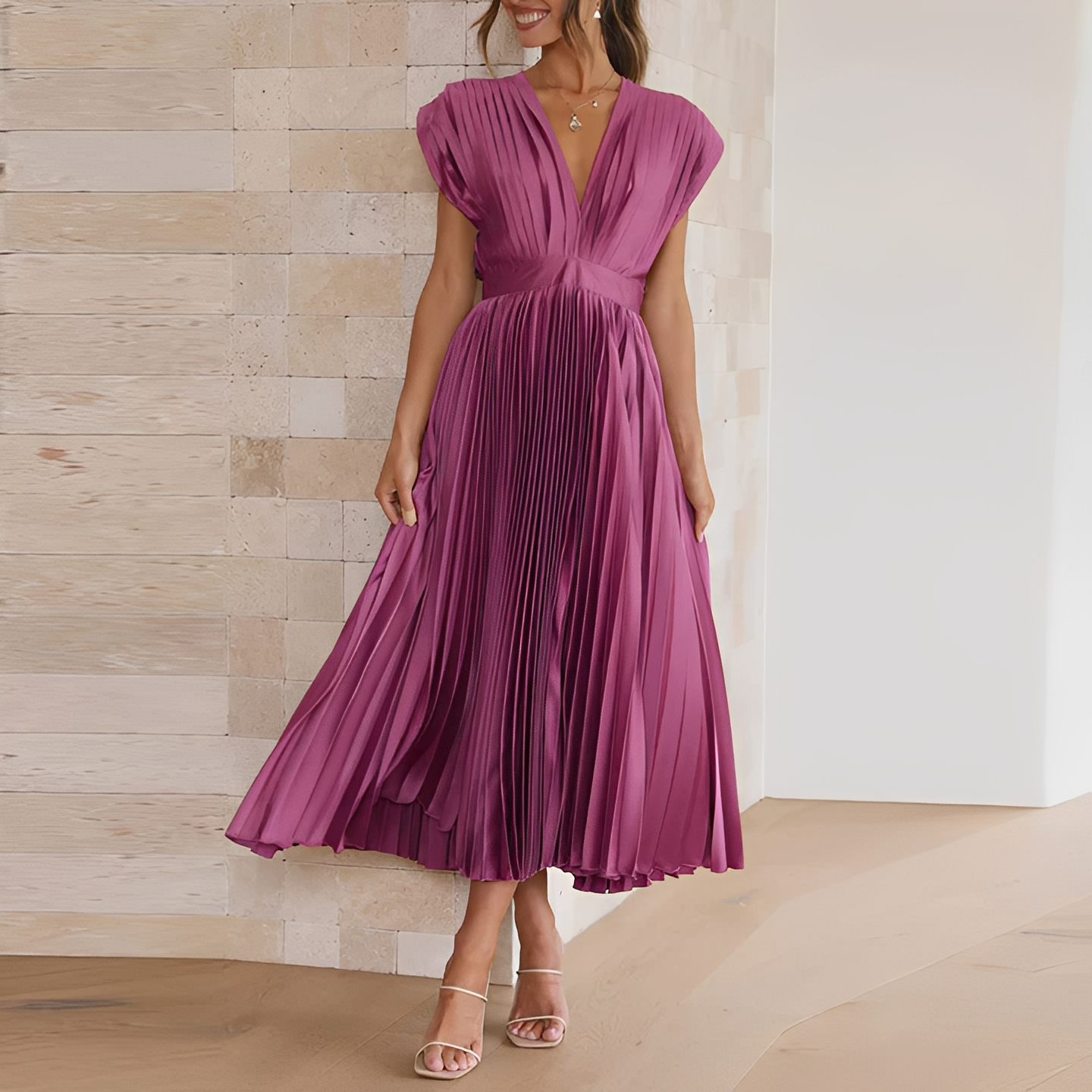 Cristine - Elegantes Kleid mit V-Ausschnitt für Damen