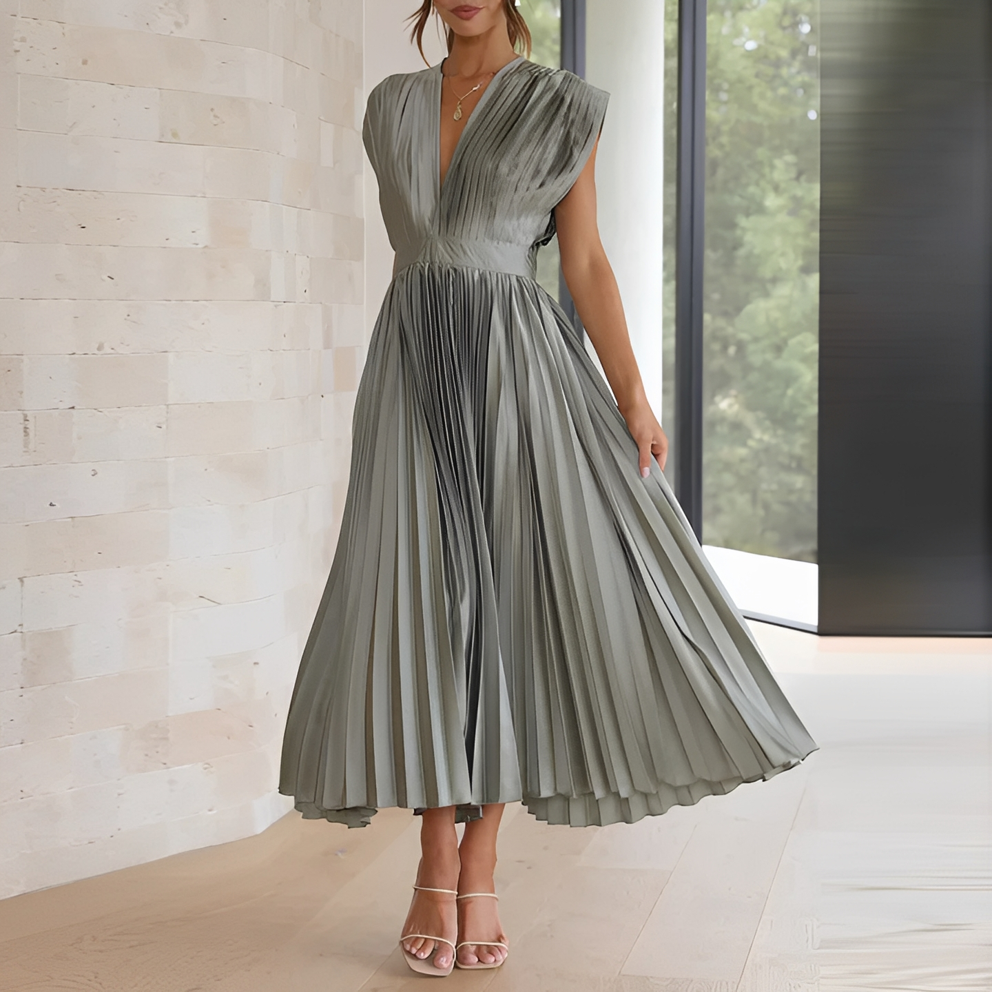 Cristine - Elegantes Kleid mit V-Ausschnitt für Damen