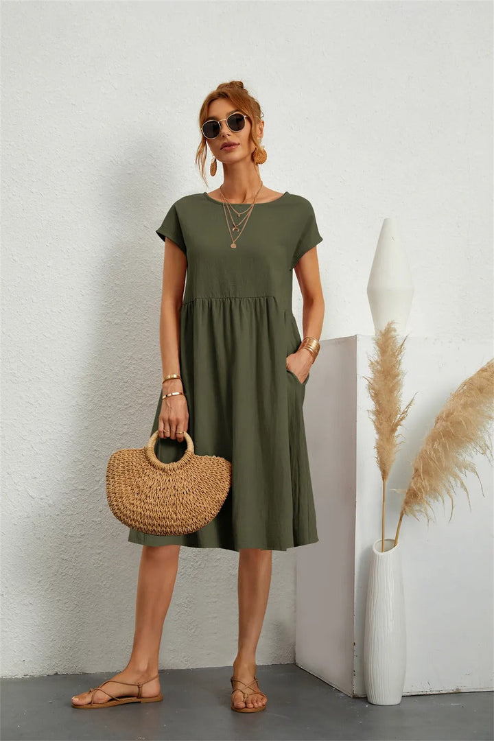 Delina – Midi-Kleid mit Silhouette im Sonnenuntergang