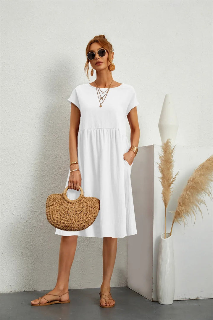 Delina – Midi-Kleid mit Silhouette im Sonnenuntergang