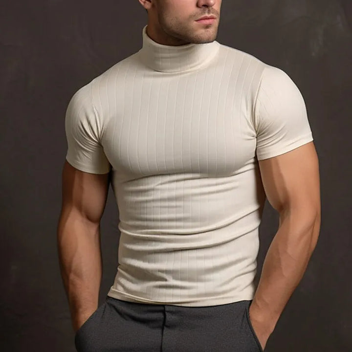 Aljur - Herren T-Shirt in Einfarbig mit Rollkragen