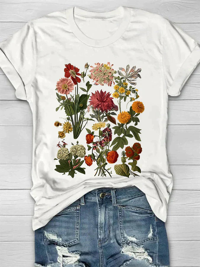 Liv - Damen T-Shirt mit Retro-Blümchenmuster