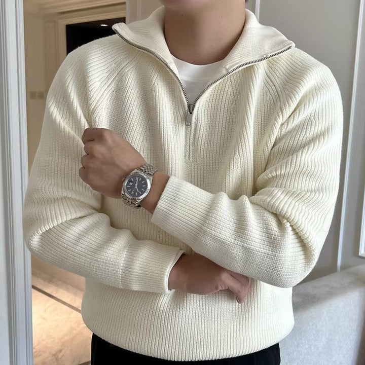 Lino – Baumwollpullover mit Viertelzipp