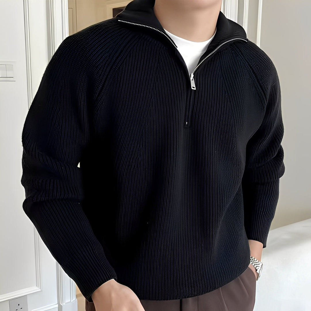 Lino – Baumwollpullover mit Viertelzipp