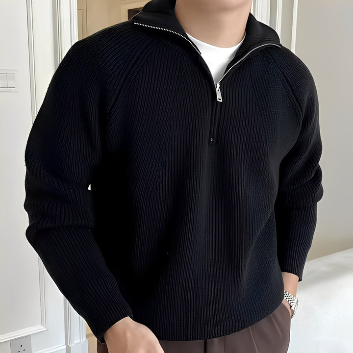 Lino – Baumwollpullover mit Viertelzipp