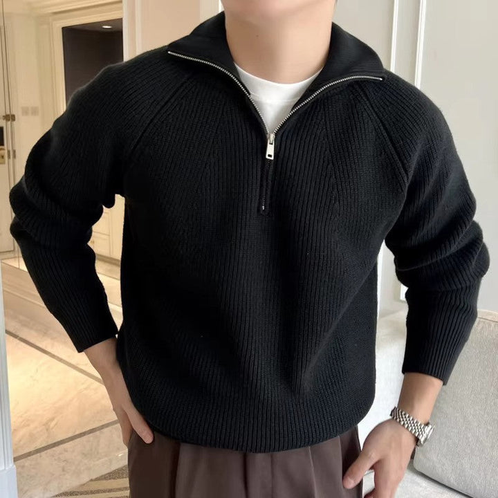 Lino – Baumwollpullover mit Viertelzipp