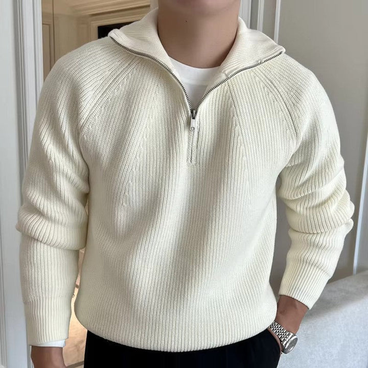 Lino – Baumwollpullover mit Viertelzipp