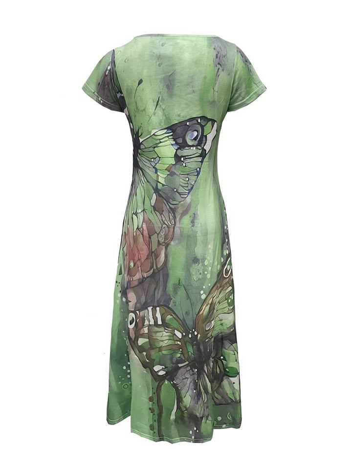 Sara – Kleid mit V-Ausschnitt und Schmetterlingen für Frühling und Sommer
