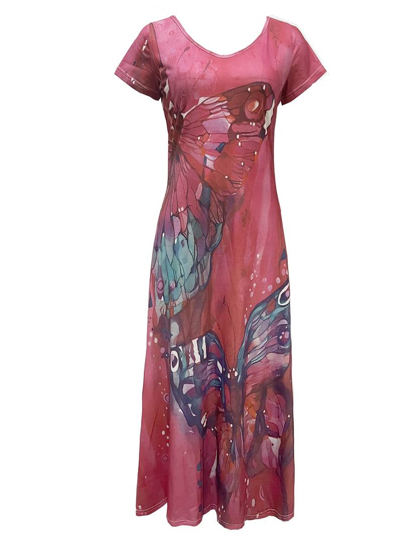 Sara – Kleid mit V-Ausschnitt und Schmetterlingen für Frühling und Sommer