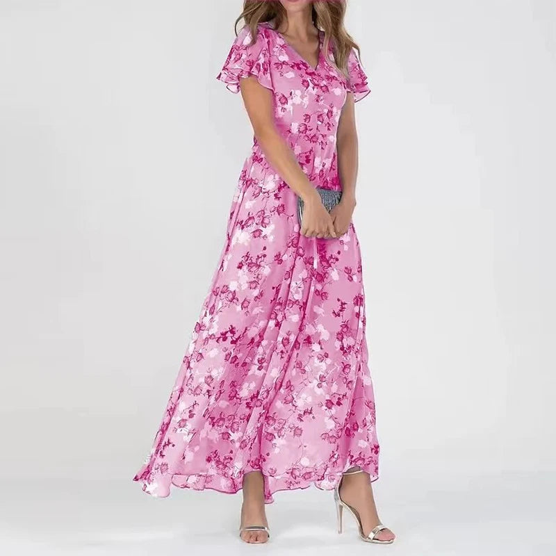 Victoria - Langes und elegantes Sommerkleid mit Blumen