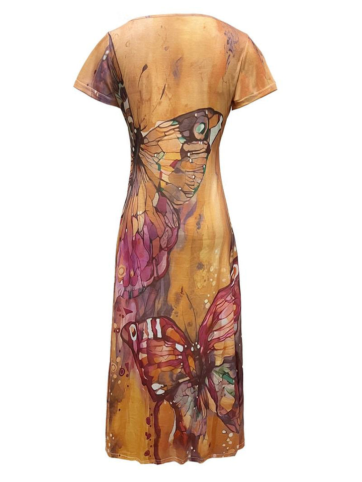 Sara – Kleid mit V-Ausschnitt und Schmetterlingen für Frühling und Sommer
