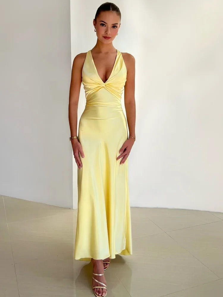 Kaela - Ärmelloses Maxikleid mit V-Ausschnitt