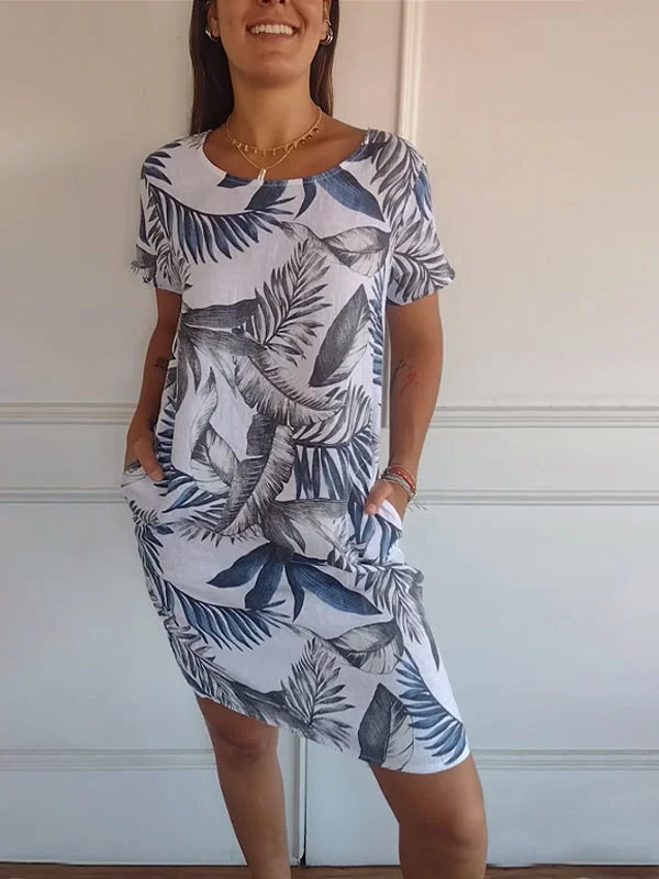 Britt – Kleid mit Druck und rundem Halsausschnitt