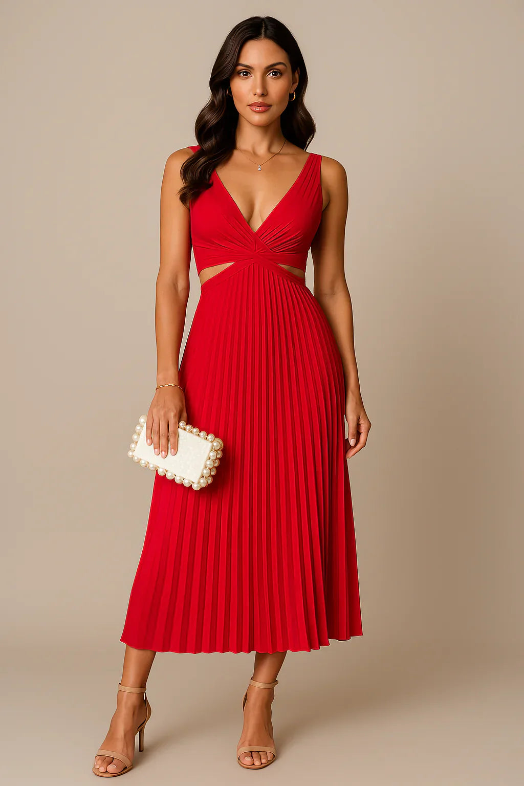 Arya - Elegantes Midikleid mit Falten für Damen