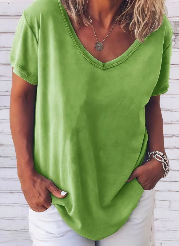Estela - Lockeres T-Shirt mit V-Kragen