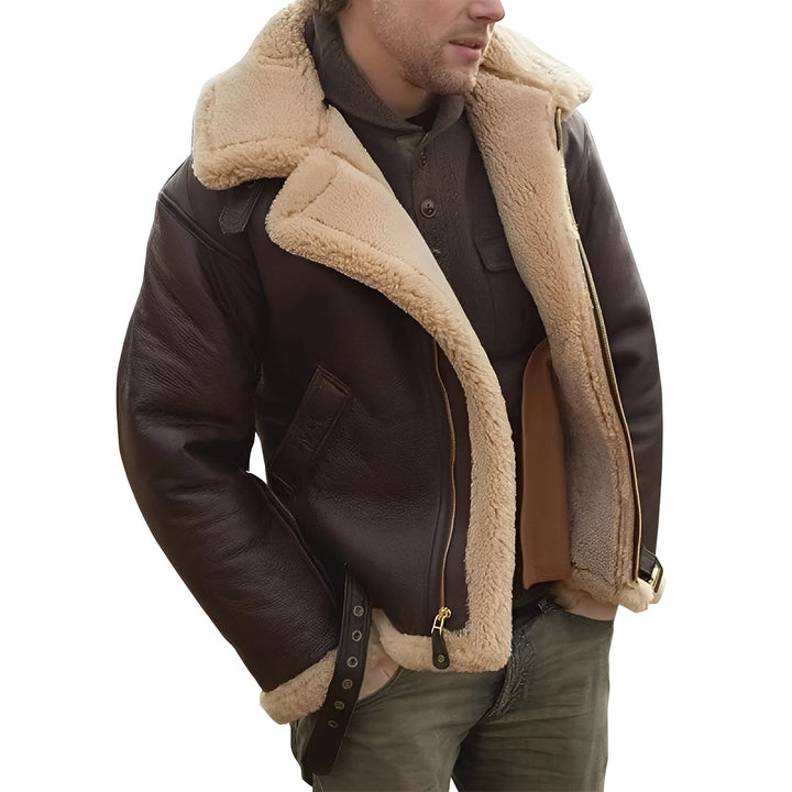 Jeffrey - Stylische Herren-Lederjacke mit warmem Sherpa-Futter