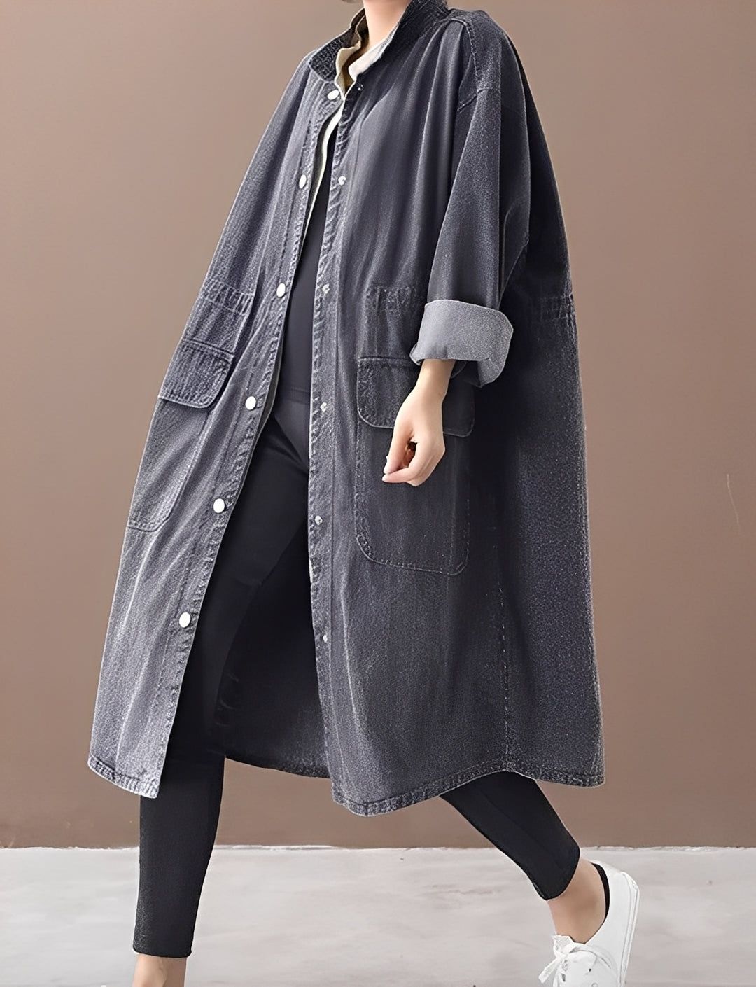 Jacinda - Damen-Jeansjacke im lockeren Stil mit Stehkragen