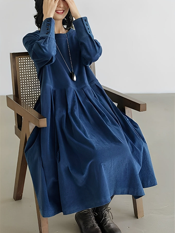 Shyanne - Bequemes, locker geschnittenes Cordkleid mit Taschen für Damen