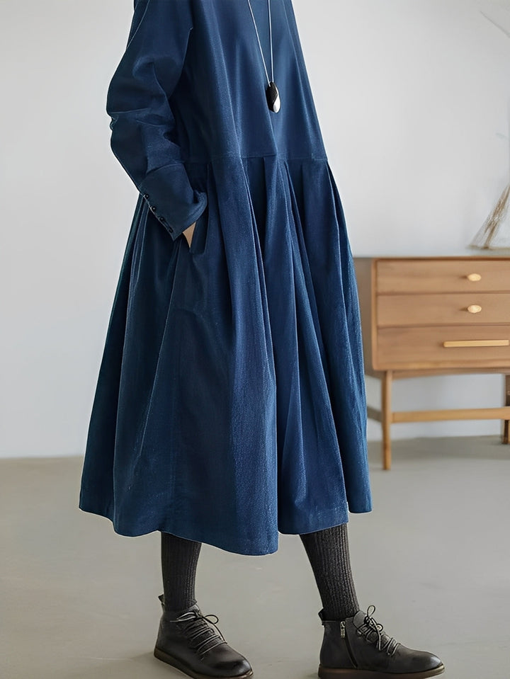 Shyanne - Bequemes, locker geschnittenes Cordkleid mit Taschen für Damen
