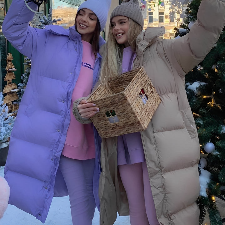 Jacquelyn - Stilvolle lange Damenjacke mit Kapuze