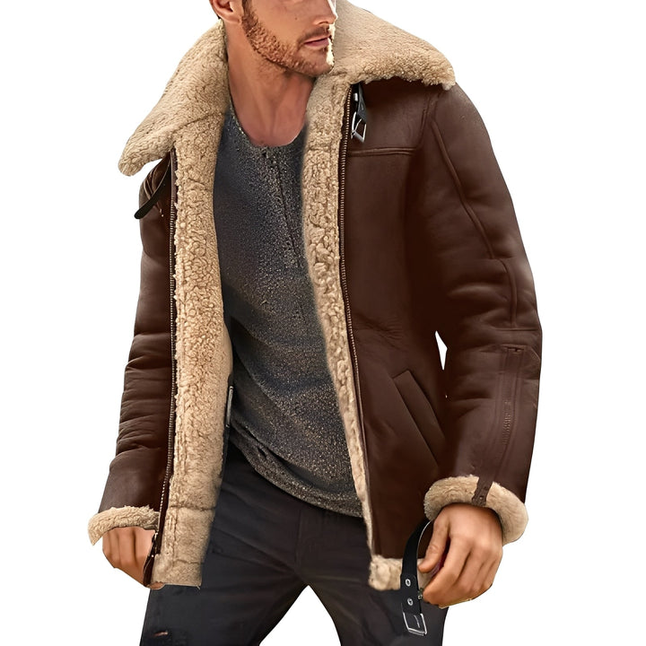 Jeffrey - Stylische Herren-Lederjacke mit warmem Sherpa-Futter