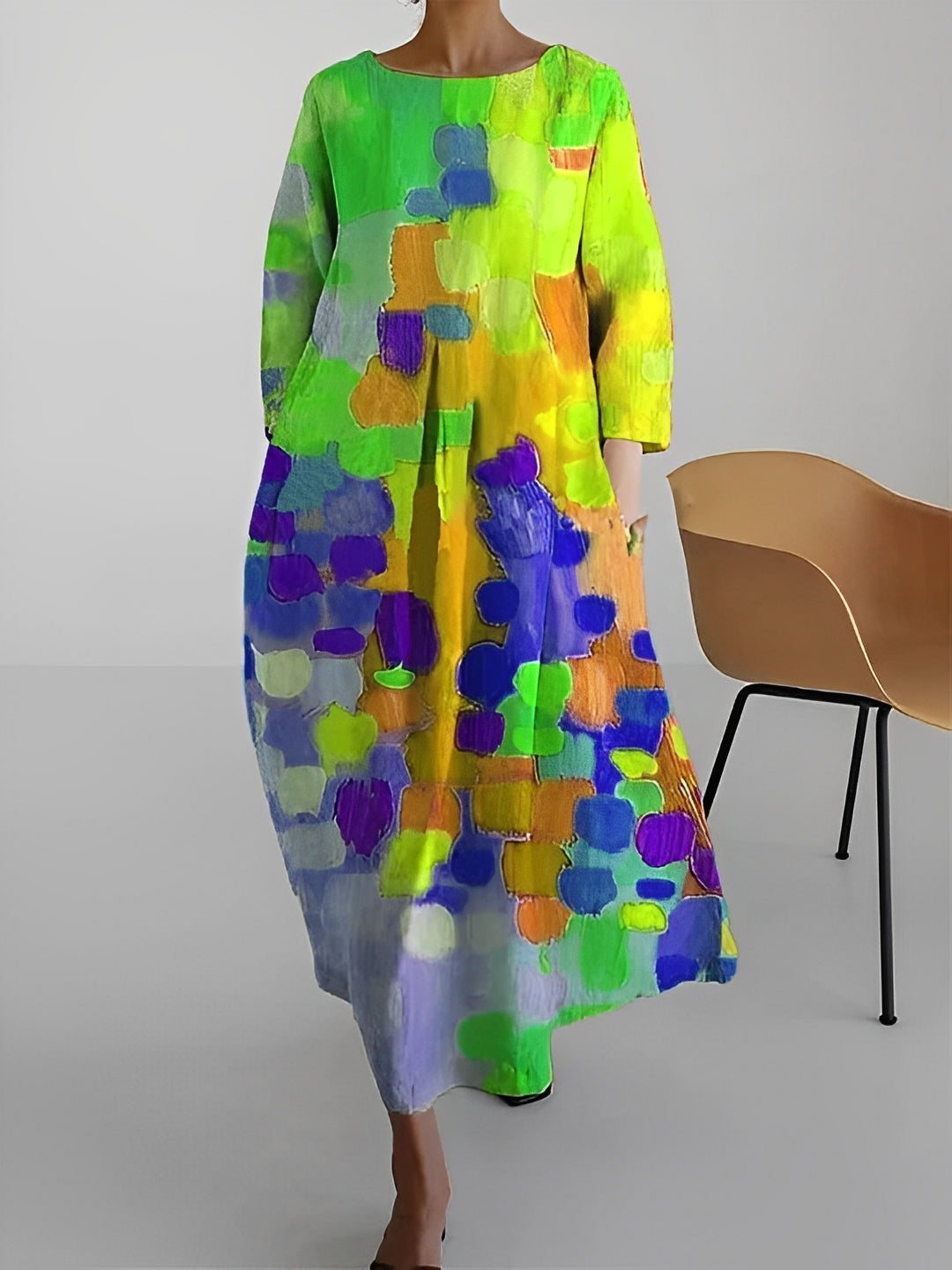 Claudia - Damenkleid mit leuchtenden Farben und halben Ärmeln