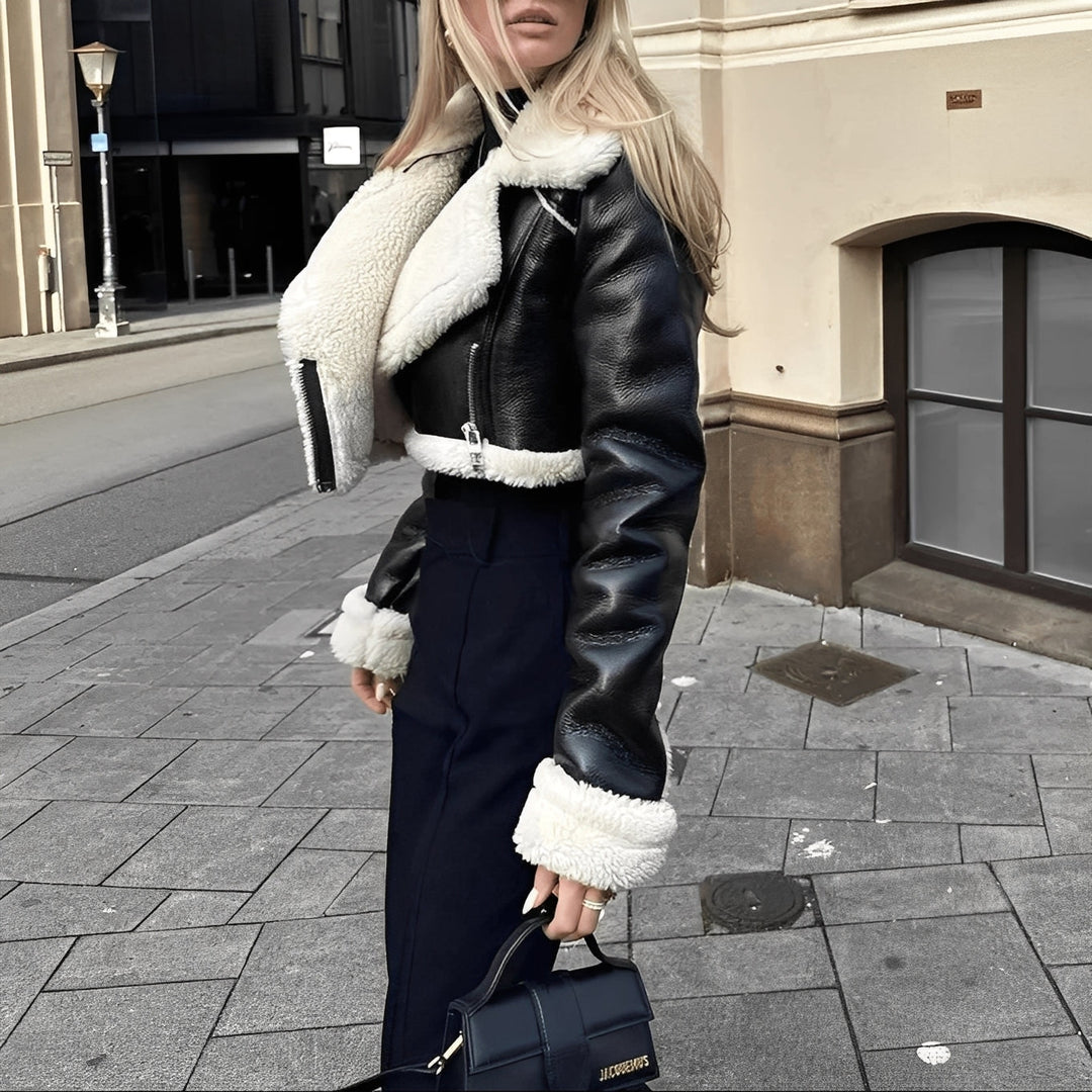 Kristina - Damenlederjacke mit wolligem Futter für Wärme