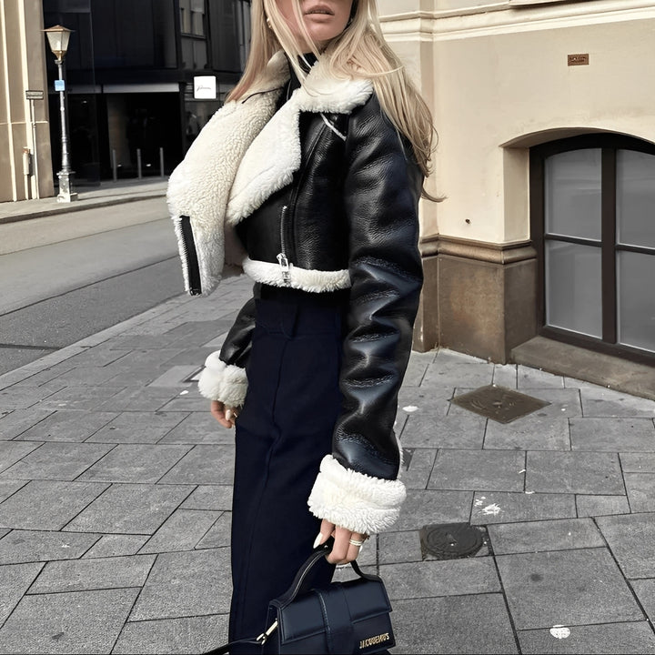 Kristina - Damenlederjacke mit wolligem Futter für Wärme