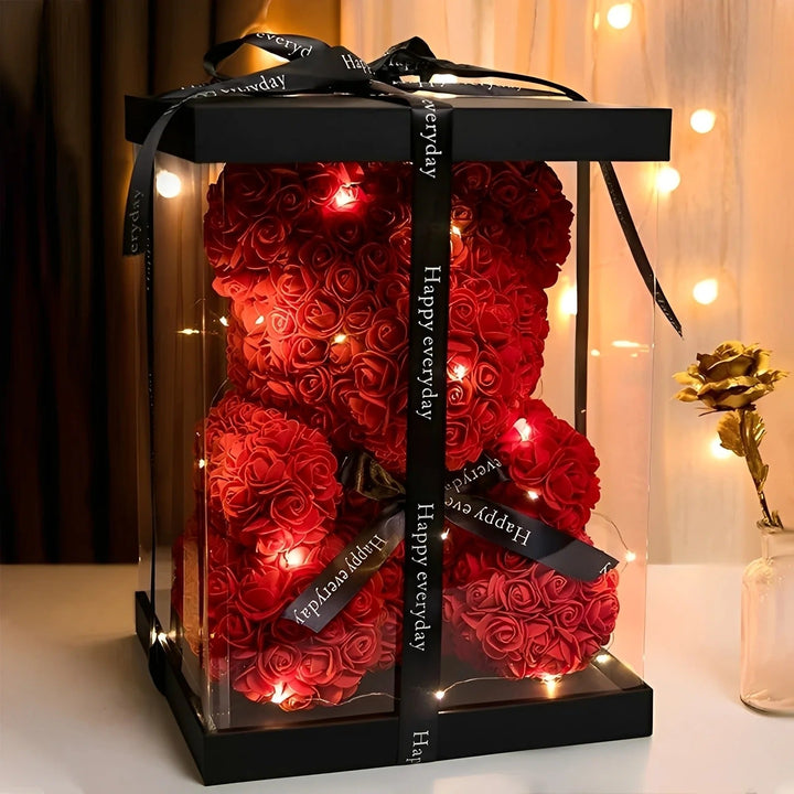 Teddie - Romantischer Rosenbär mit LED-Geschenkbox zum Valentinstag
