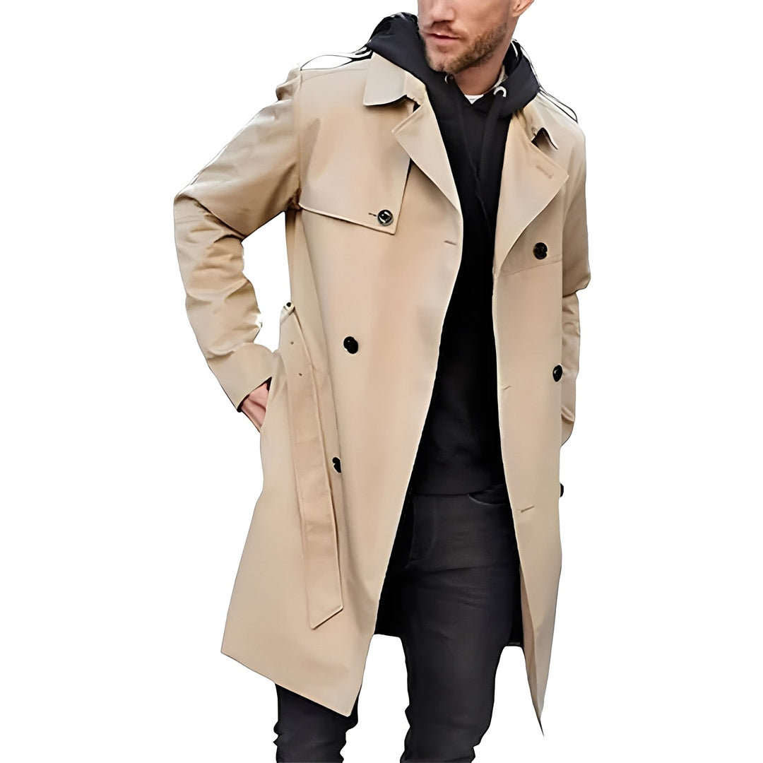Jaycob - Vielseitiger langer Herren-Trenchcoat mit Doppelknopfleiste