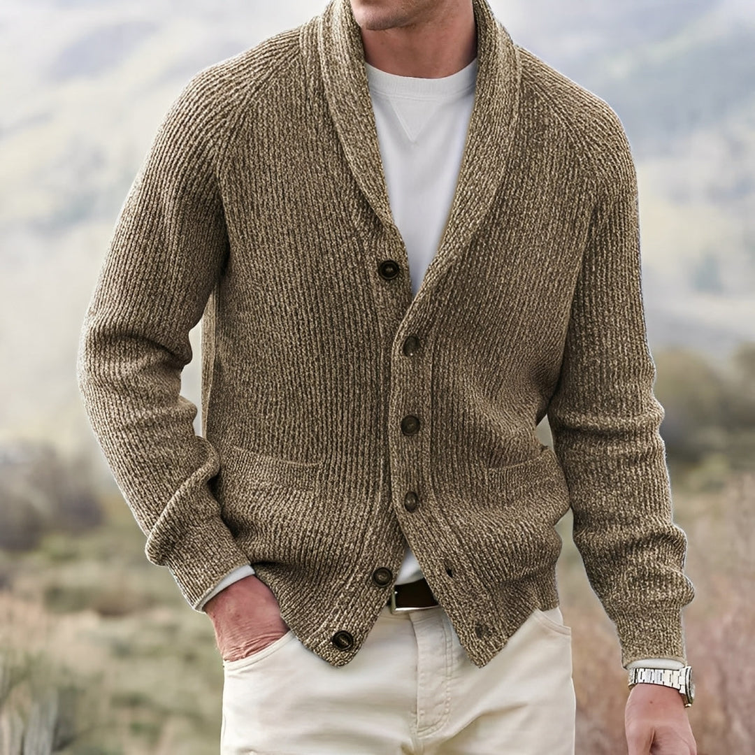 Micheal - Klassische Strickjacke mit breitem Kragen für Männer