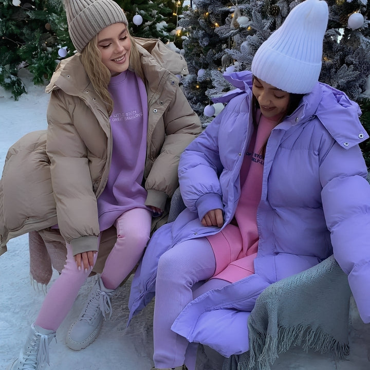 Jacquelyn - Stilvolle lange Damenjacke mit Kapuze