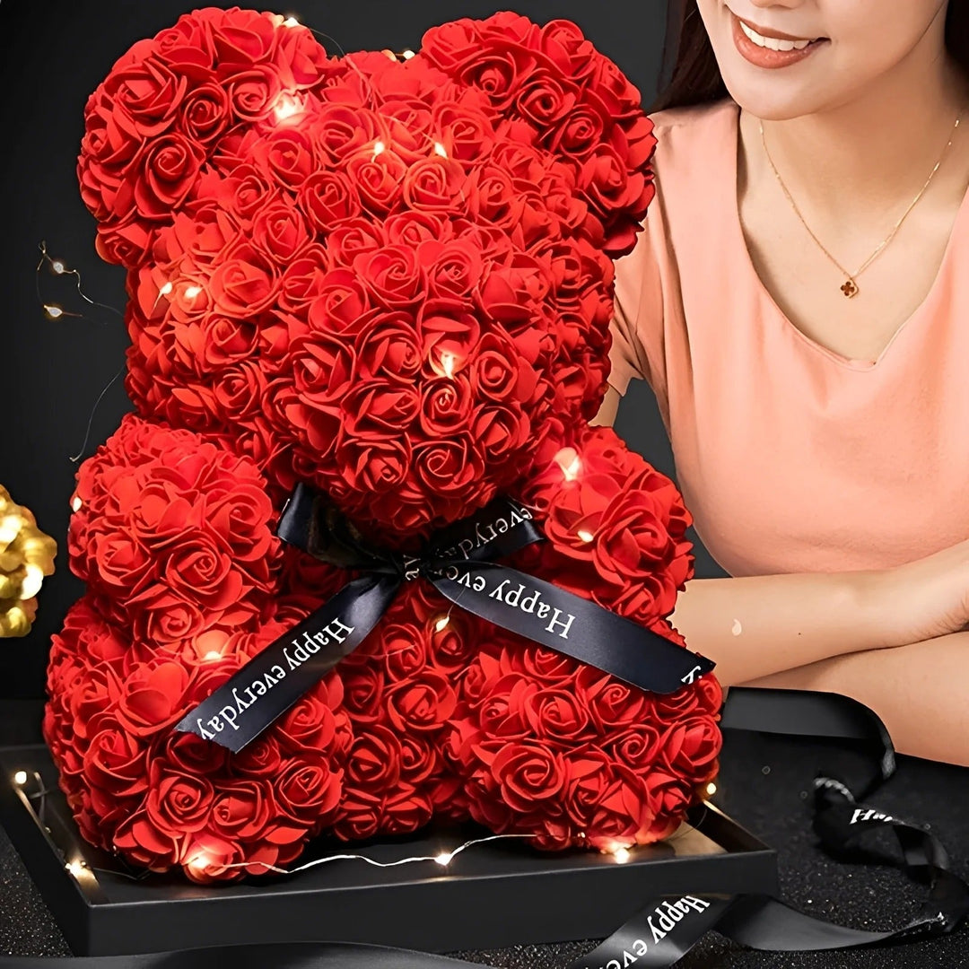 Teddie - Romantischer Rosenbär mit LED-Geschenkbox zum Valentinstag