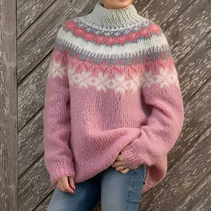 Arline - Island-Stil Damenpullover aus Jacquard