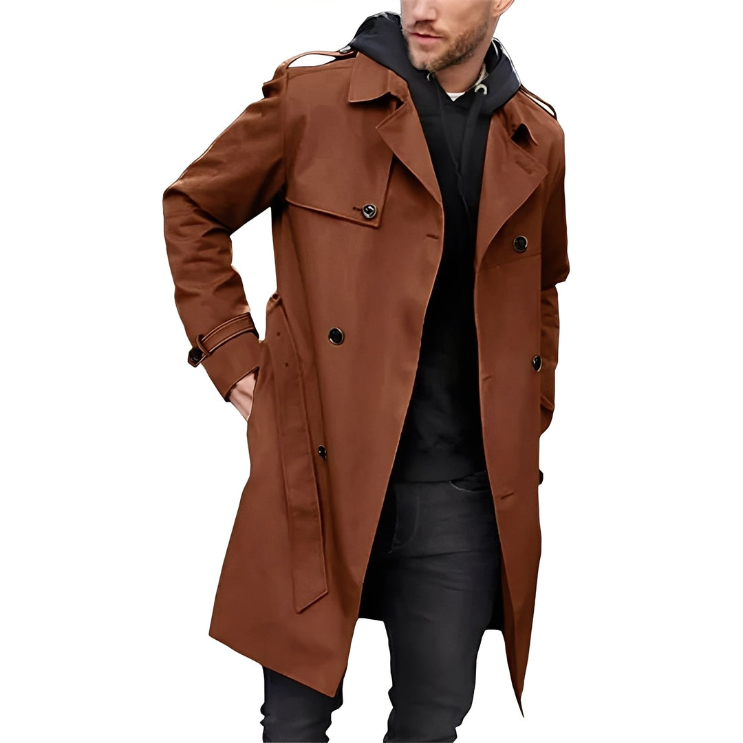 Jaycob - Vielseitiger langer Herren-Trenchcoat mit Doppelknopfleiste