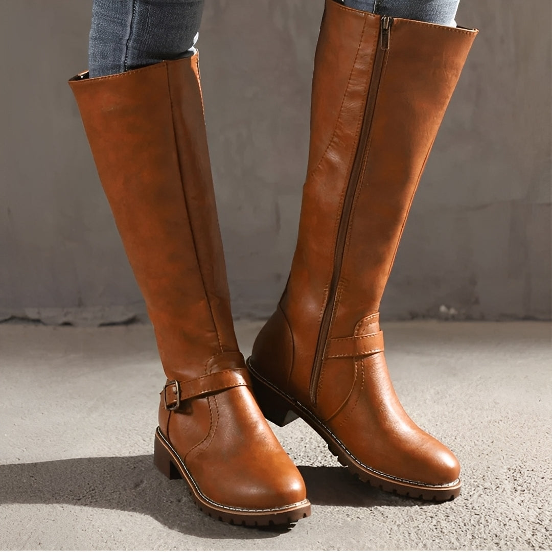 Shirlee - Elegante hohe Damenstiefel mit Schnalle