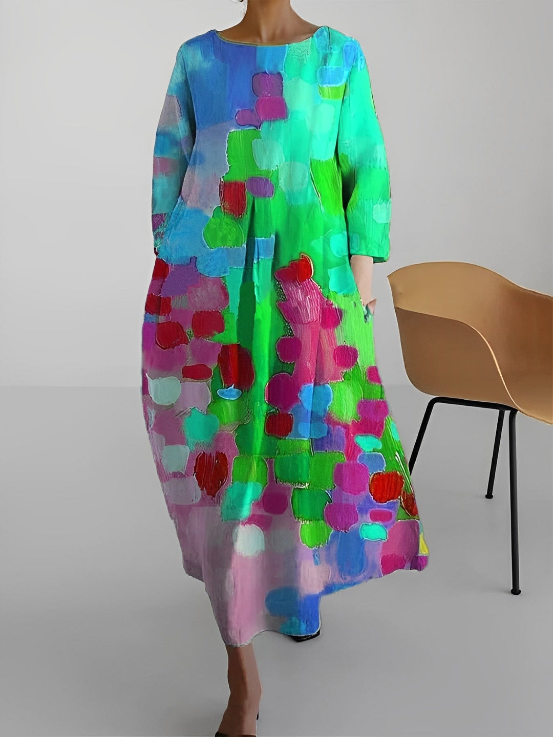 Claudia - Damenkleid mit leuchtenden Farben und halben Ärmeln