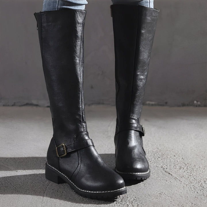 Shirlee - Elegante hohe Damenstiefel mit Schnalle