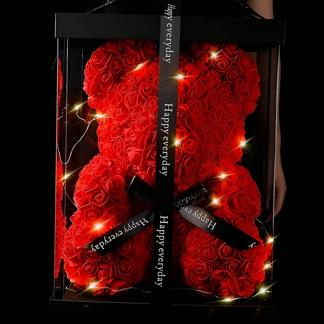 Teddie - Romantischer Rosenbär mit LED-Geschenkbox zum Valentinstag