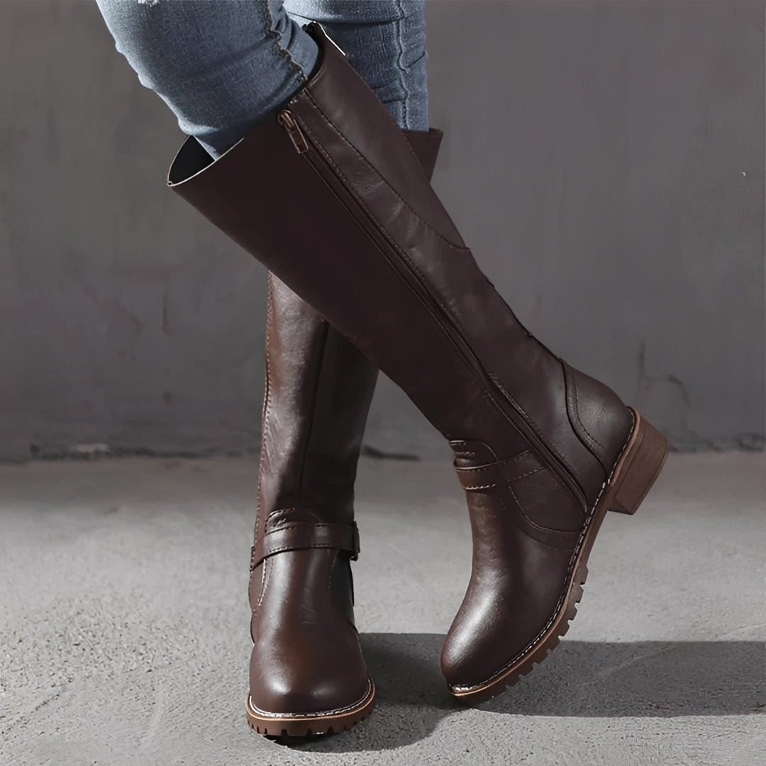 Shirlee - Elegante hohe Damenstiefel mit Schnalle