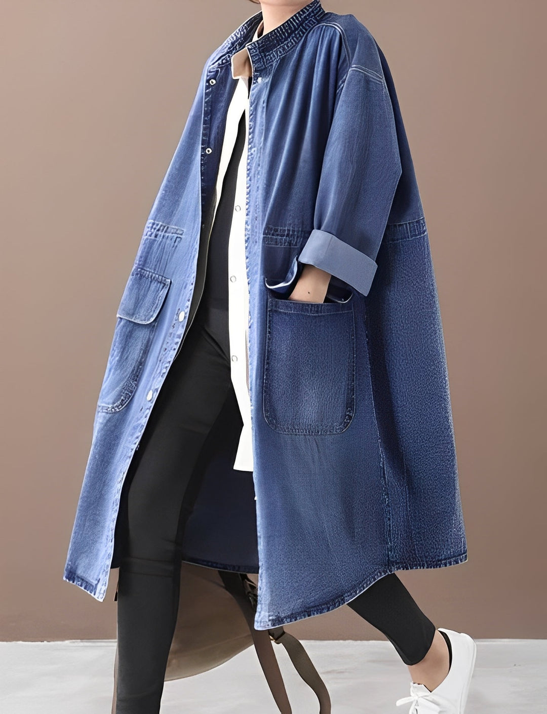 Jacinda - Damen-Jeansjacke im lockeren Stil mit Stehkragen
