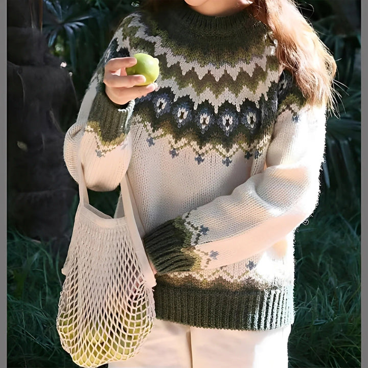 Arline - Island-Stil Damenpullover aus Jacquard