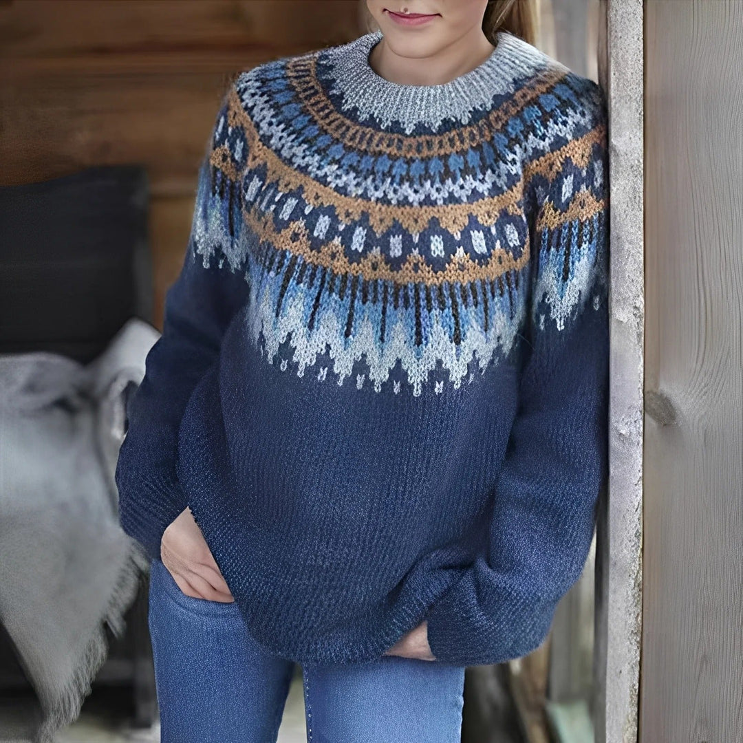 Arline - Island-Stil Damenpullover aus Jacquard