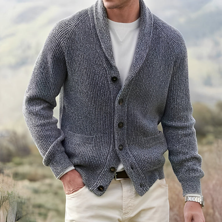 Micheal - Klassische Strickjacke mit breitem Kragen für Männer