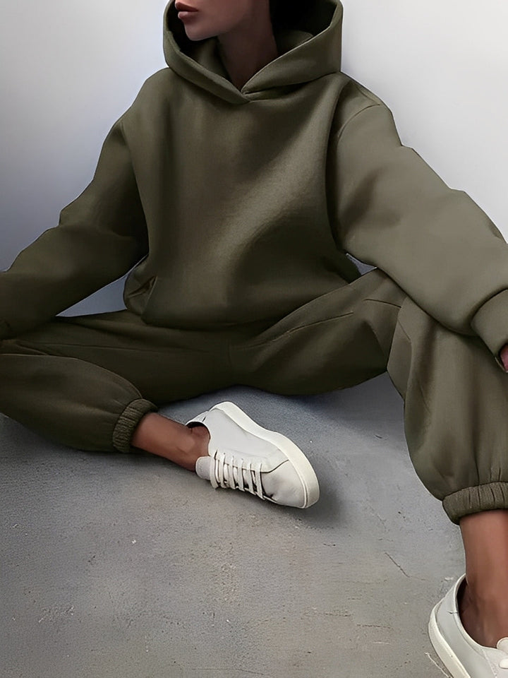 Adelia – Einfarbiges Hoodie-Set