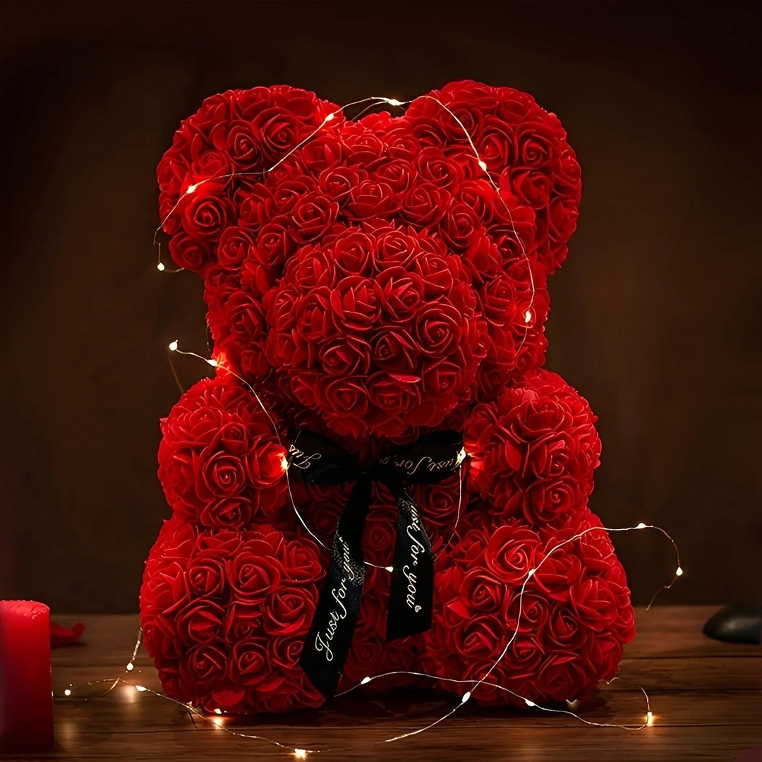Teddie - Romantischer Rosenbär mit LED-Geschenkbox zum Valentinstag