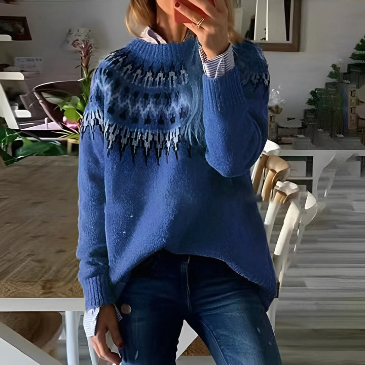 Arline - Island-Stil Damenpullover aus Jacquard