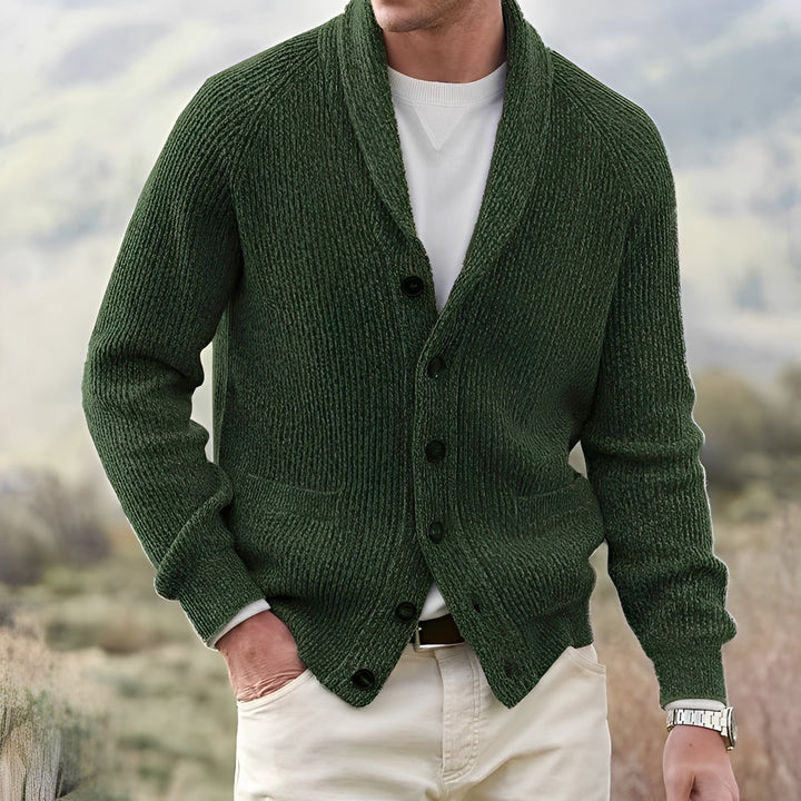 Micheal - Klassische Strickjacke mit breitem Kragen für Männer