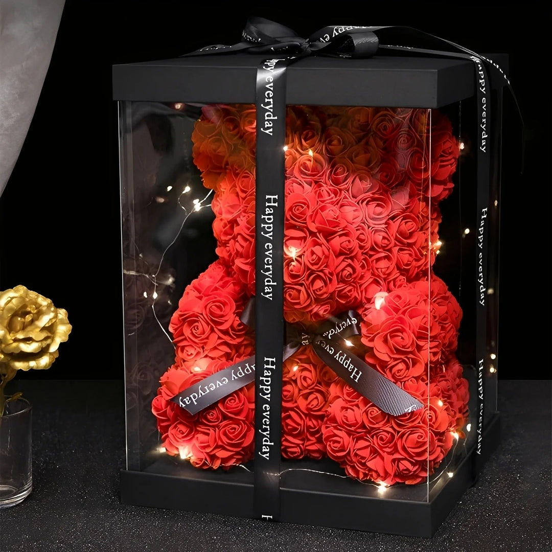 Teddie - Romantischer Rosenbär mit LED-Geschenkbox zum Valentinstag